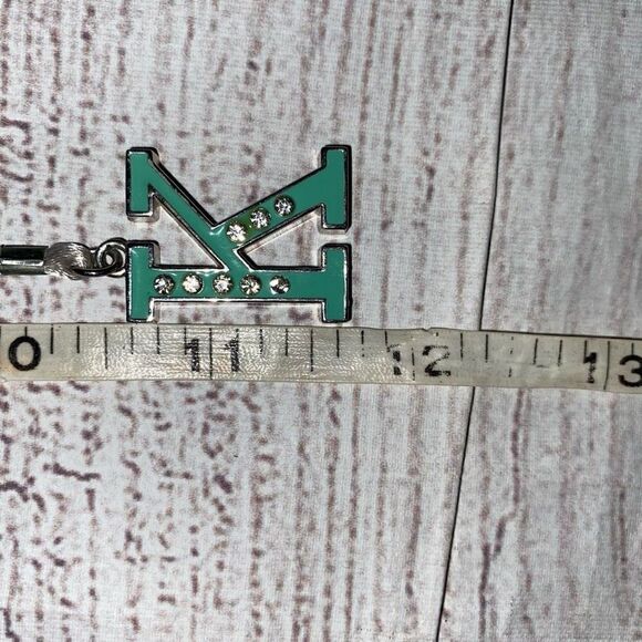 Monogram decorative K charm w/peace sign green & silver colors - Picture 3 of 4